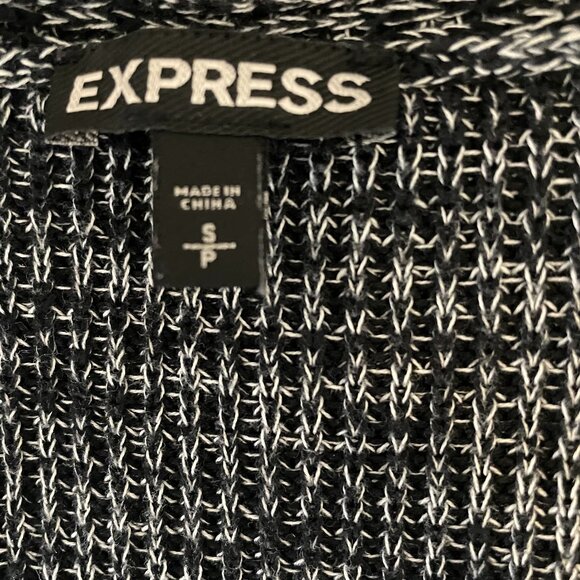 Express Black White Marled Deep V Neck Short Sleeve Pullover Sweater SP - Picture 13 of 13
